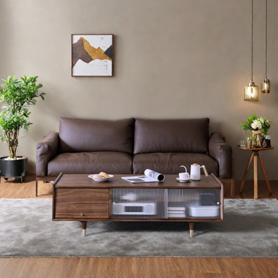 Italian minimalist walnut coffee table