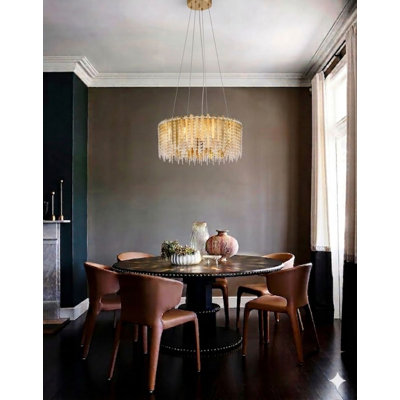Lustre rond en cristal 12 lumières Transitional