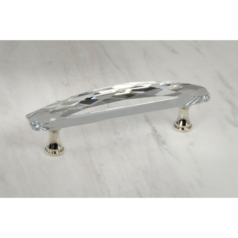 Brilliance Crystal 3 3/4" Centre To Centre Bar Pull, Clear/Polished Nickel