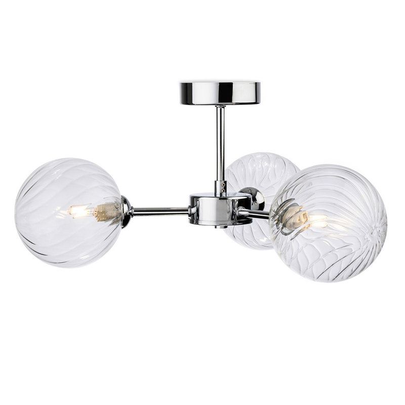 Glass Flush Mount, Chrome