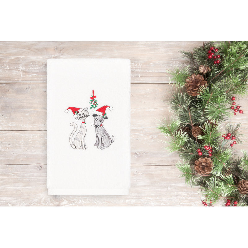 Christmas Midweight Hand Towel, White