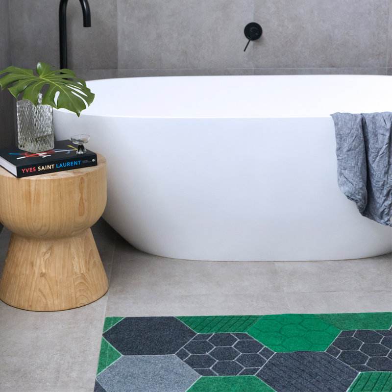 Tapis vert / gris / noir Hex, Tapis de couloir 2 pi 7 po x 16 pi 4 po