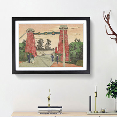 Suspension Bridge by Kobayashi Kiyochika - Framed Print