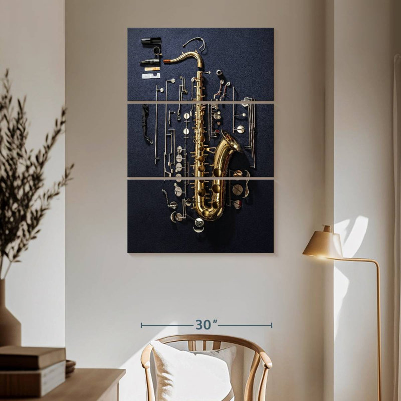 Abarca saxophone démonté, H 65 po x l 42 po