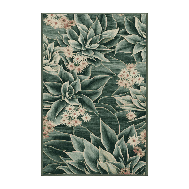 Tapis vert botanique lavable à la machine, Rectangulaire 2 pi x 3 pi