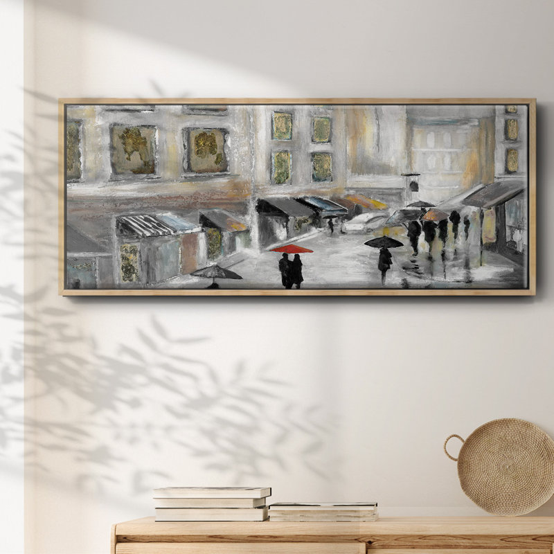 Sunday Market- Framed Canvas, 8" H x 20" W