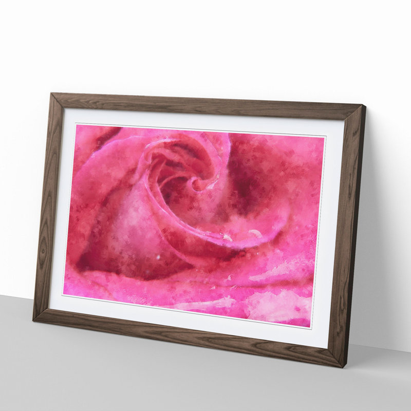 Pink Rose Flower Vol.8 - Framed Print, 27cm H x 36cm W x 2cm D, Walnut Framed