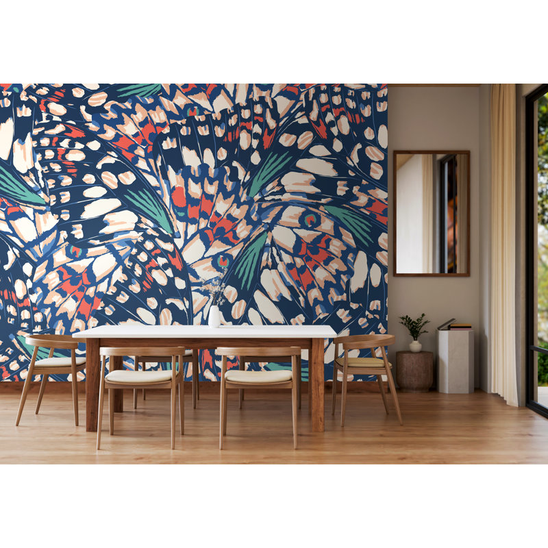 Lark Manor Butterfly Wings Matte Roll, 350cm L x 280cm W, Teal Blue/Orange