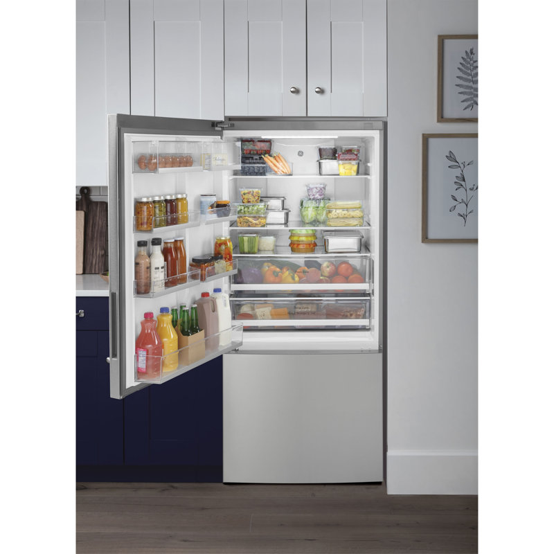 GE Appliances 33" 17.7 Cubic Feet Energy Star Smudge-Resistant Built-in Bottom Freezer Refrigerator