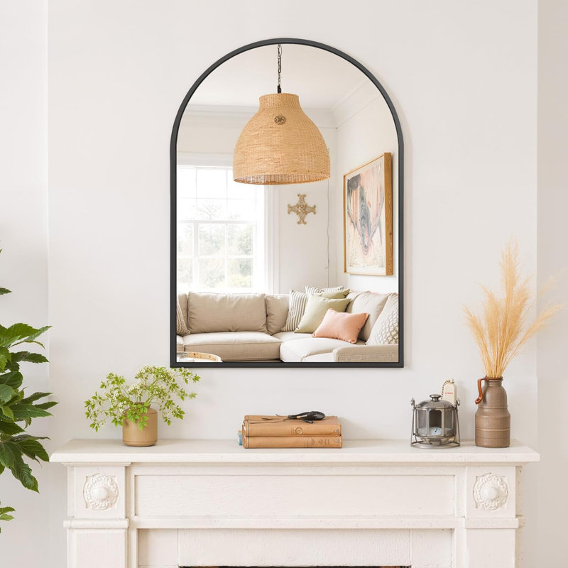 Arched Wall Mirror Bathroom Vanity Mirror With Metal Frame, Modern Arch Mirror For Bedroom, Living Room, Entryway, Wall Mounted Decorative Mirror