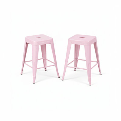  24 tabourets de comptoir en métal industriel 24 po, ensemble de 4 tabourets de bar intérieur / extérieur empilables, blanc