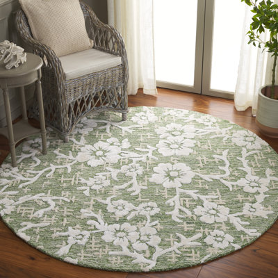 Tapis floral en laine / viscose / coton touffeté à la main Stiliani