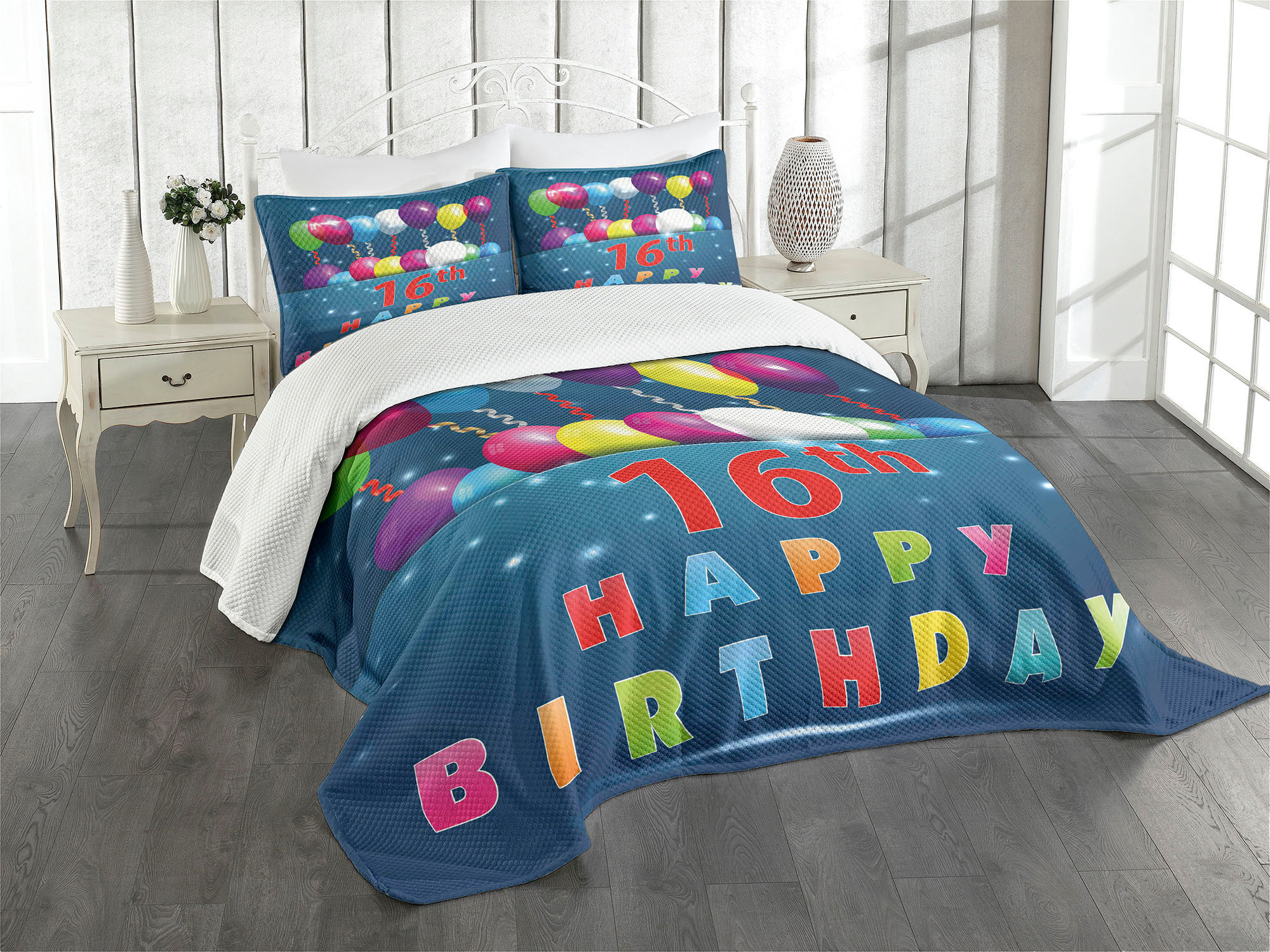 Ambesonne Colorful Bedspread Set 3 Pcs 16 Party King Multicolor | Wayfair