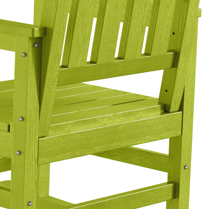 Chaises berçantes d'extérieur en PEHD résistantes aux intempéries Adirondack, Lemon Green