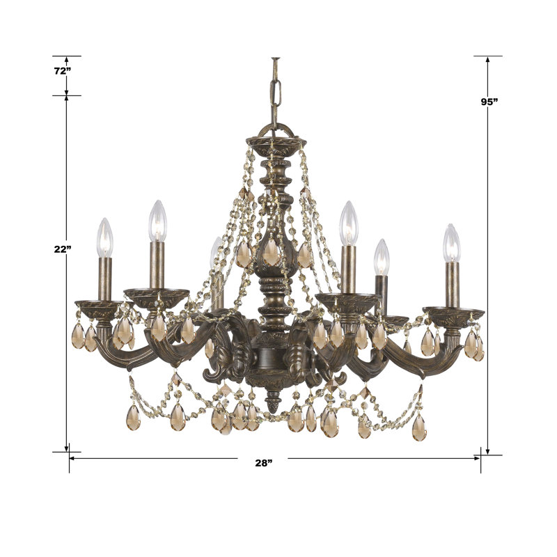 Abagail 6 - Light Classic / Traditional Chandelier, Venetian Bronze, Golden Teak Majestic Wood Polish
