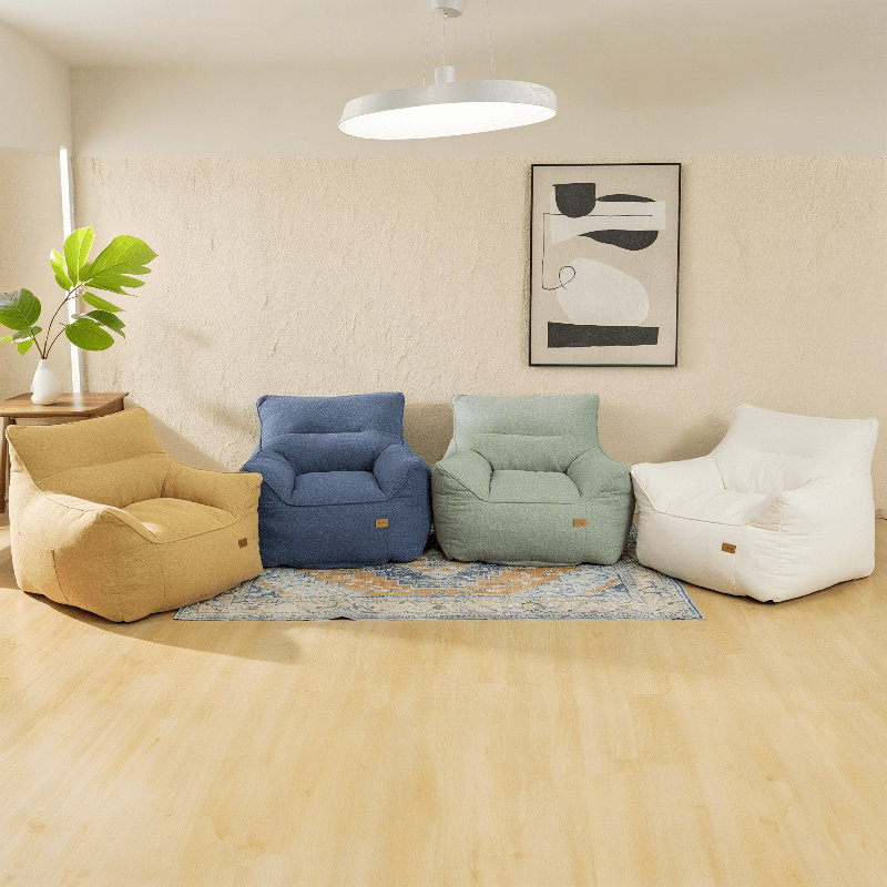 Bean Bag Chair With Filler, Big Bean Bag Sofa Chair With Tufted Soft Armrests & Side Pocket,  Premium Large Lazy Sofa Comfy Chair For Adults & Teens, Livingroom, Bedroom, Dorm, Apartment