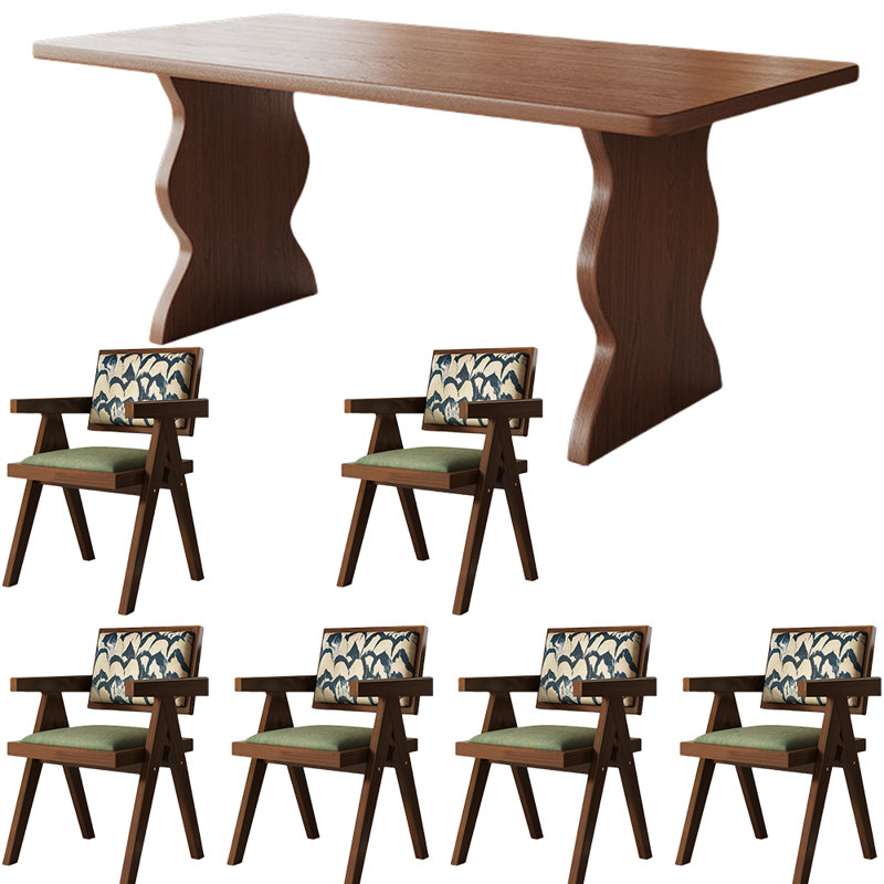 Ensemble de salle à manger en bois de frêne brun, H 29,9 po x L 94,5 po x l 34,6 po