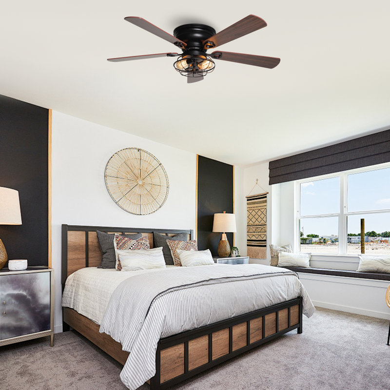 Hentges 48" W Caged Ceiling Fan with Light