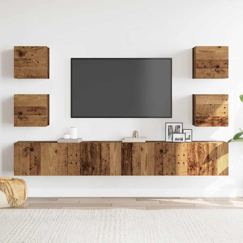 Blackett Unfinished Entertainment Centre for TVs up to 88", Old Wood, 200cm