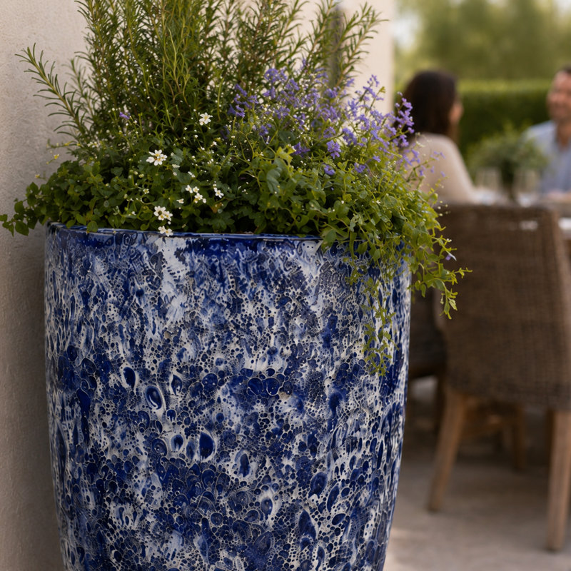 21 po. Vase Calypso - lave bleue
