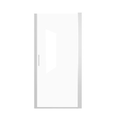 34X72 Inches Tempered Glass Pivot Shower Door, Aluminum Half Frame, American Design, Swinging - Shock Packaging, Stainless Steel Handle, Water Blocking Strip, Film For Bathroom 1/4" 6Mm Glass,
