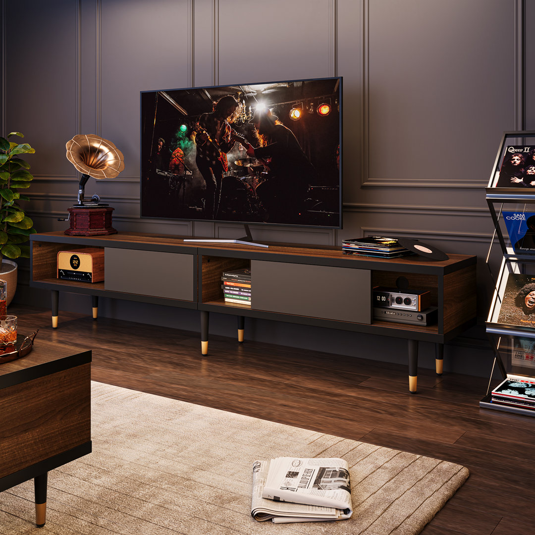 Kruszewski 80" Corner TV Stand with Media Console for TVs up to 85" For Living Room, with Storage Mercer41 