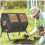 Outsunny Dual Chamber Compost Tumbler Bin, Outdoor Tumbling Composter with 24 Ventilation Openings and Steel Legs, 34.5 Gallon