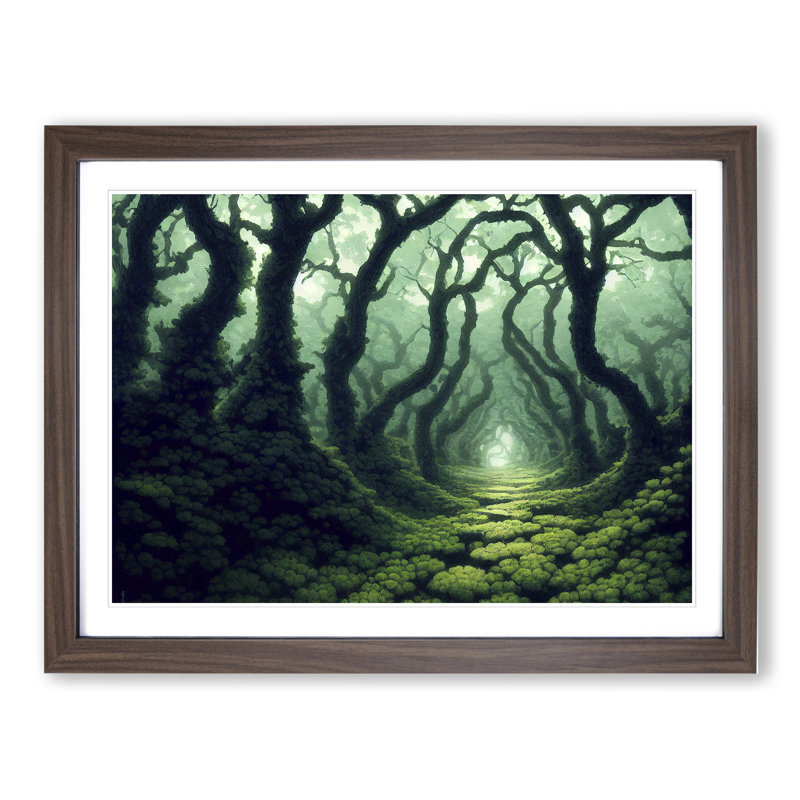Alluring Forest - Single Picture Frame Painting, 25cm H x 34cm W x 2cm D, Walnut