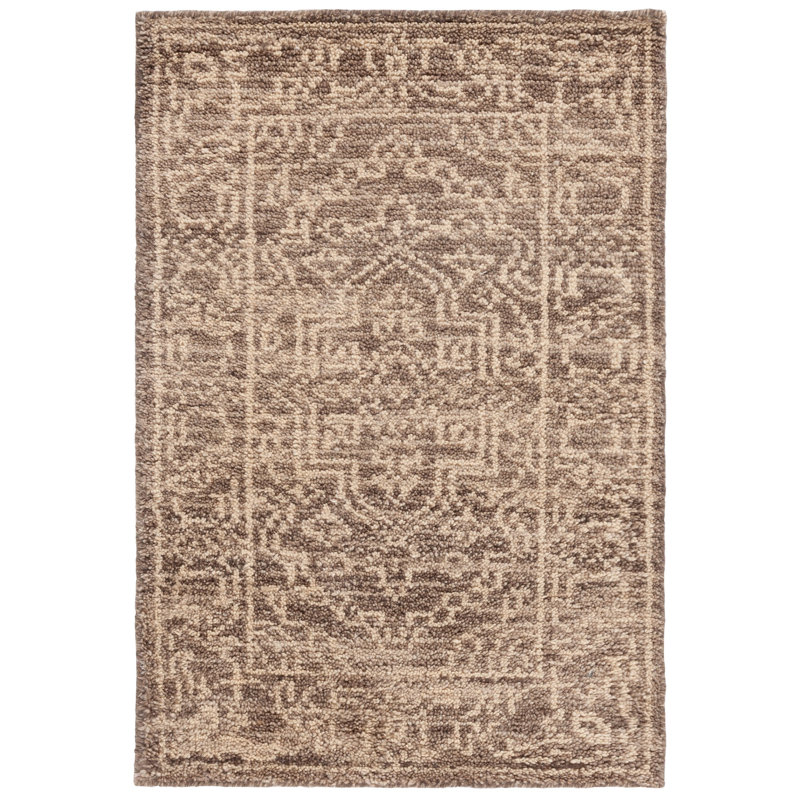 Kenya Hand Knotted Wool/Cotton Oriental Rug in Brown/Beige, Rectangle 2' x 3'