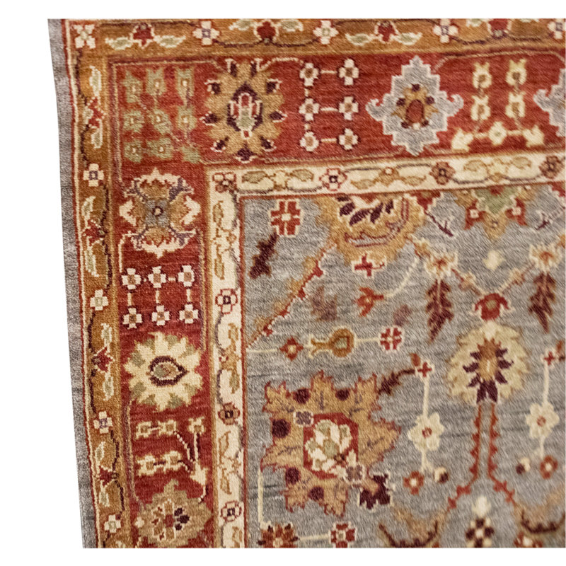 High-Quality Hand-Knotted Grey And Amber Area Rug