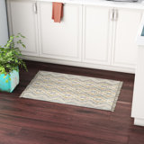 Pauline Geometric Handmade Wool Area Rug in Grey/Yellow