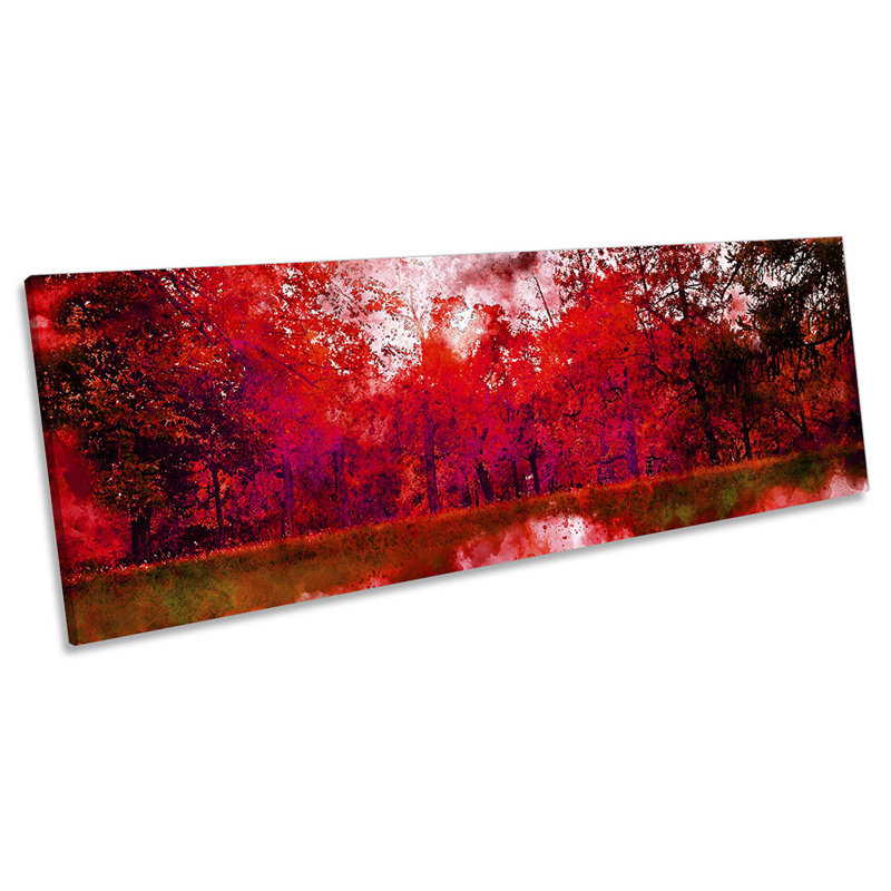 Abstract Modern Forest Panoramic - Wrapped Canvas Painting, 30.48cm H x 91.44cm W x 2cm D