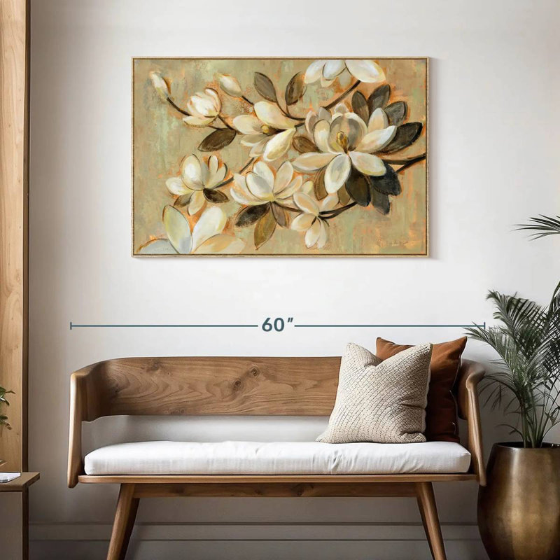 Magnolia Simplicity, 43" X 29", Floating Frame Natural Wood