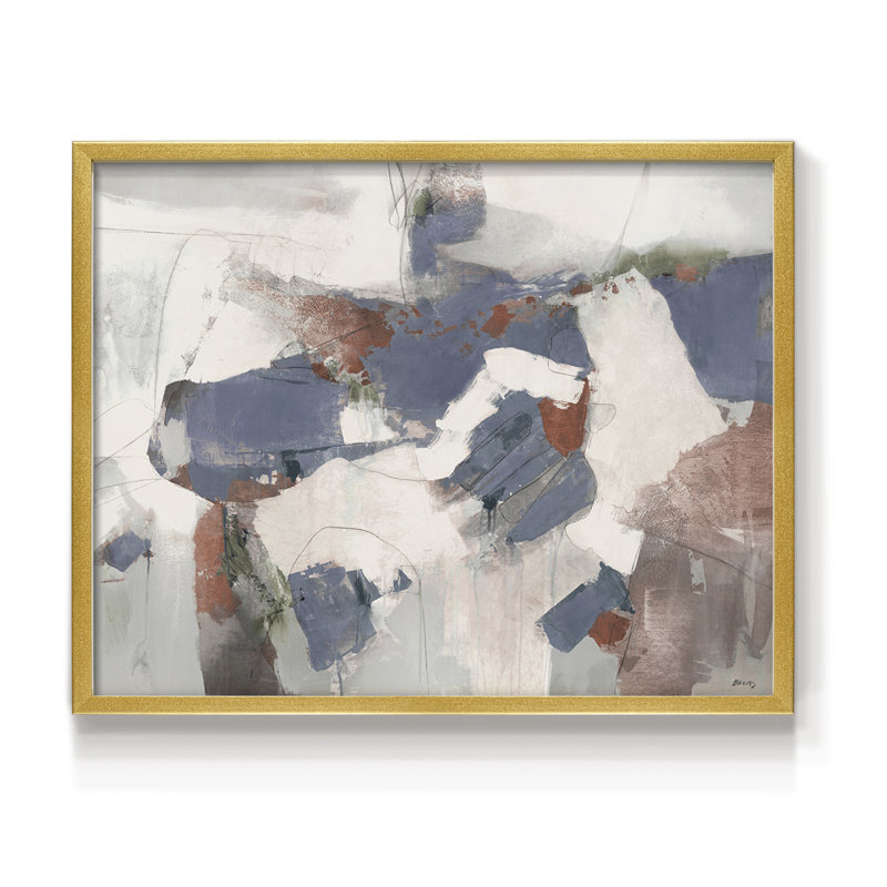 Blue Abstract -Framed Print - Restickable, 8" H x 10" W, Gold
