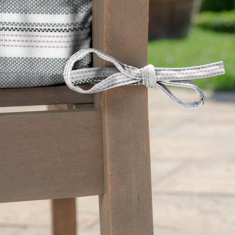 Gray Striped Nautical Outdoor Dining Chair Cushion Set
