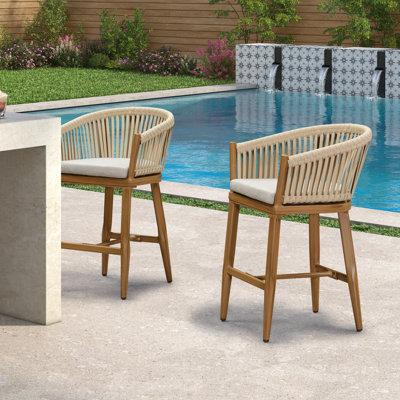 Bayou Breeze Counter Stools Chair Set Of 2, Modern Aluminum Wicker Bar Chair Indoor And Outdoor