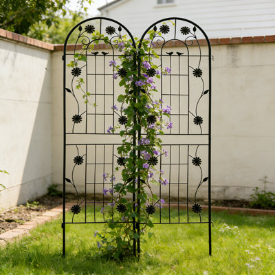 Panneaux arqués rétro en treillis de jardin en métal 71 po x l 19,7 po pour vignes grimpantes