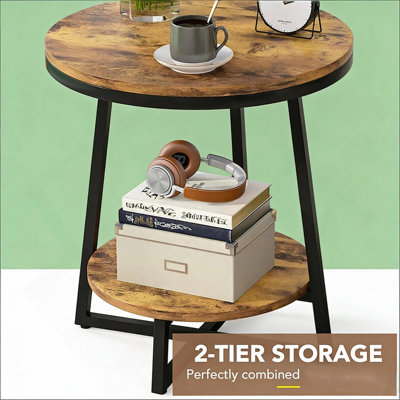 Modern Side Table,Rustic End Table,Round Coffee Table