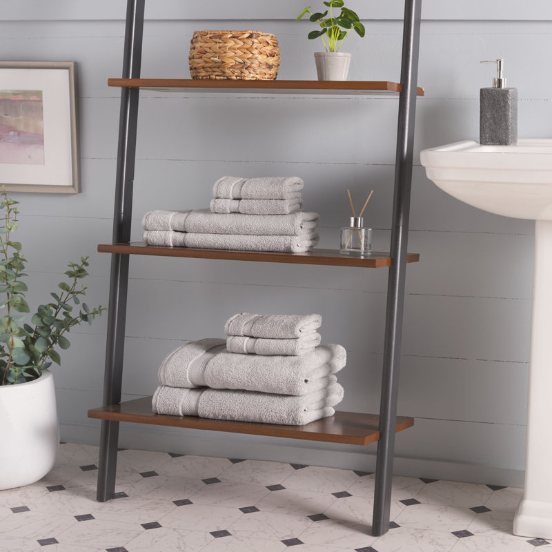 Aonan 8 Piece Towel Bundle - 100% Cotton, Gray