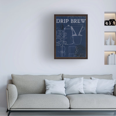 «Coffee Blueprint III Indigo» par Marco Fabiano, impression sur toile tendue