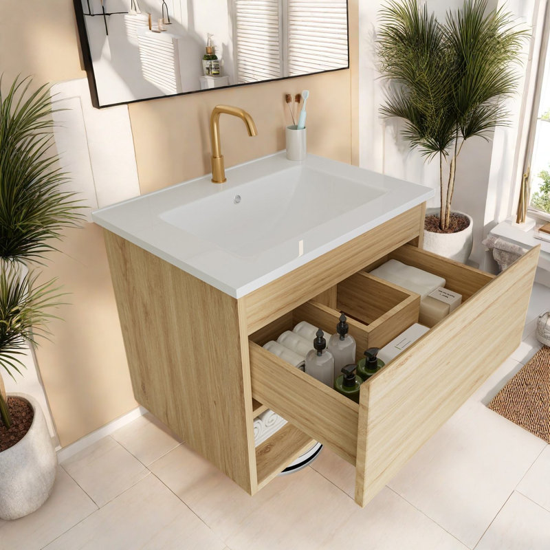 Meuble-lavabo moderne en chêne 24 po