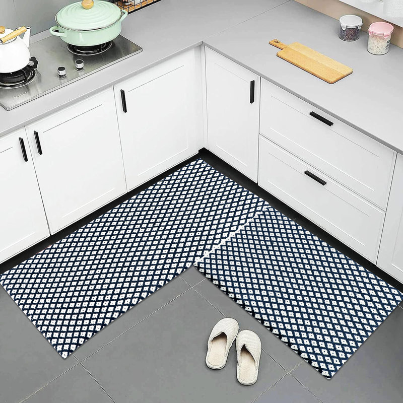 Tapis de couloir de cuisine en coton tissé à la main anti-fatigue - 18 x 48 | 18 X 30 pouces, Noir, noir, noir, noir