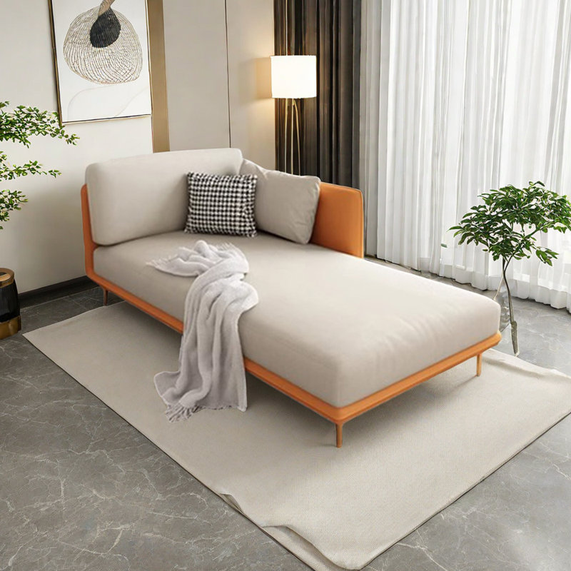 Chaise longue rembourrée spacieuse, Accoudoir à gauche (vu de face), Brun