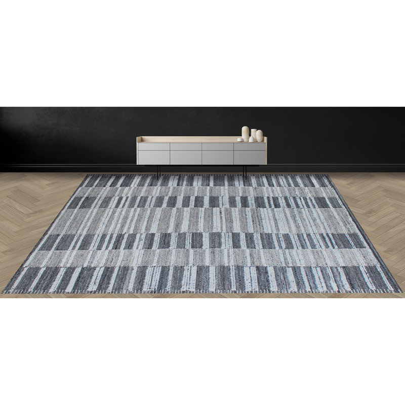 Wool Striped Area Rug, Rectangle 6' x 9'