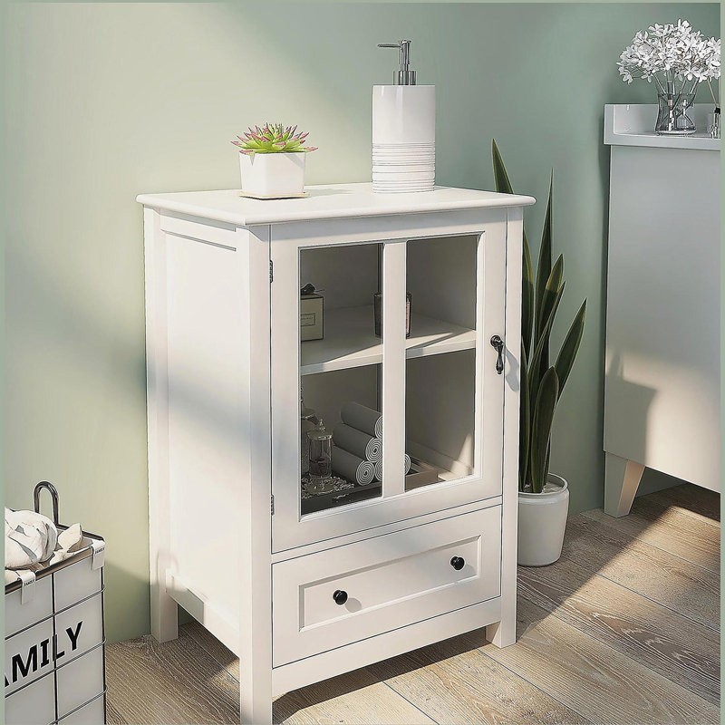 Buffet avec portes vitrées et poignée cloche unique, 31.69" H x 22.05" W x 14.37" D