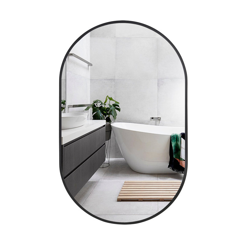 Metal Framed Oval Wall Mirror, 48" x 30"