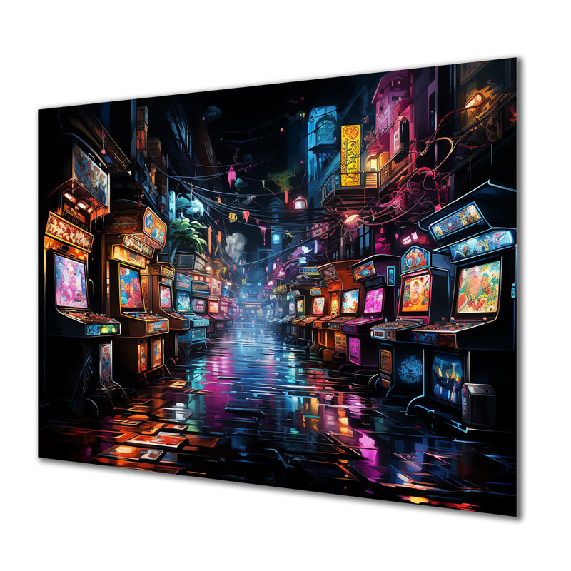 Neon Arcade Video Game Dream - Art mural en métal jeux vidéo MT136781, H 12 po x l 20 po x P 1 po