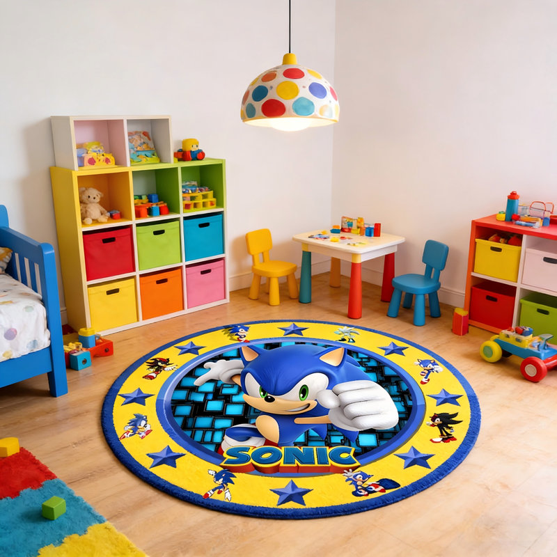 Tapis rond Sonic Merch Cadeaux pour garçon, 39,4 po de diamètre Sonic Merch