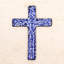 The Holiday Aisle® Blue Leaves, croix murale en céramique