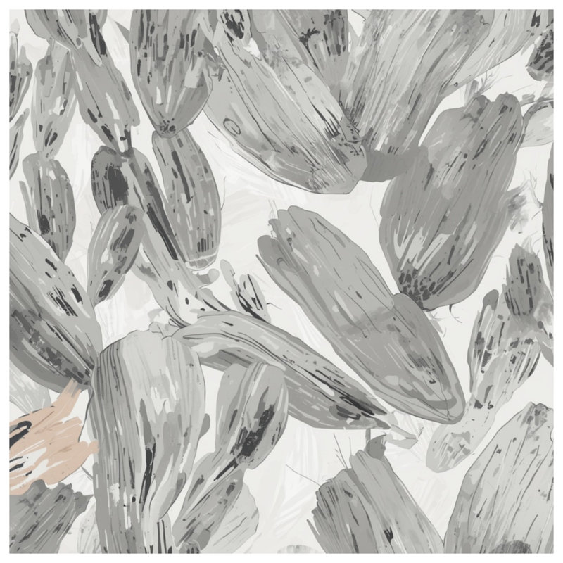 Monochrome Cactus Pattern Blankets, 60in W x 80in H